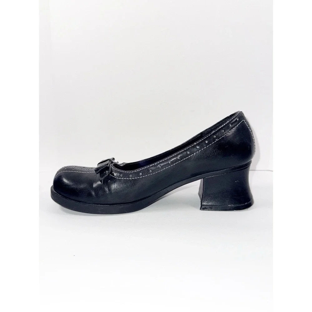 Vintage Y2K Chunky Platform Heel Pump Whimsigoth Bow Dark Academia Grunge Size 7 - Picture 12 of 16